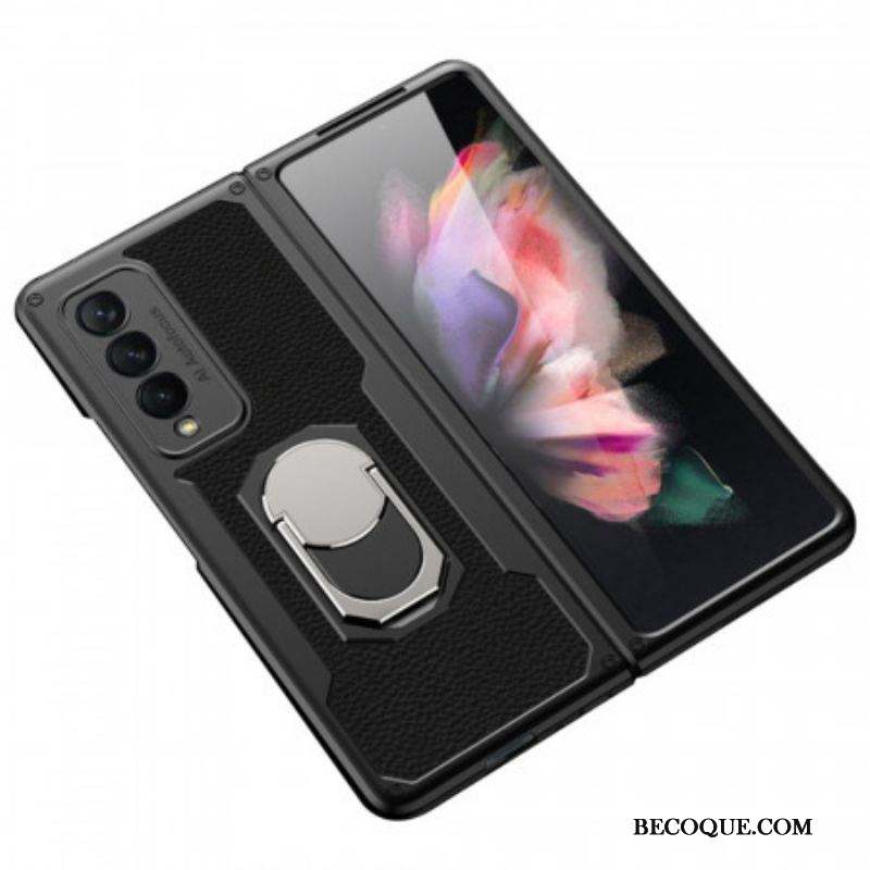 Coque Samsung Galaxy Z Fold 3 5G Cuir Litchi Anneau-Support GKK