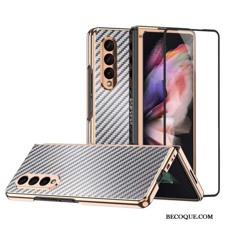 Coque Samsung Galaxy Z Fold 3 5G Fibre Carbone avec Protecteur Écran