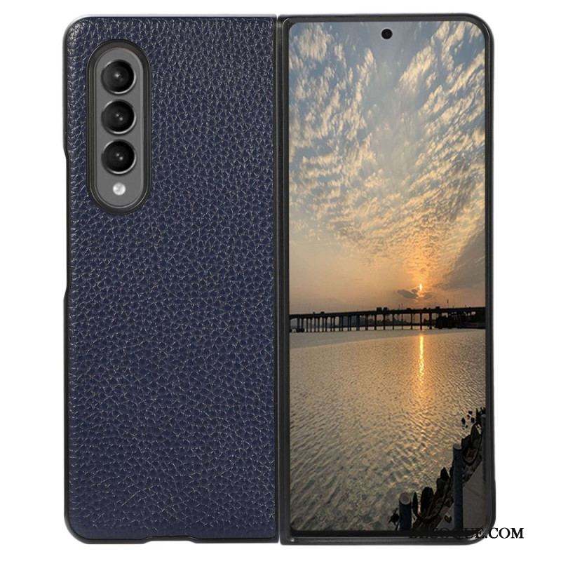 Coque Samsung Z Fold 4 Simili Cuir Litchi Effet Vintage