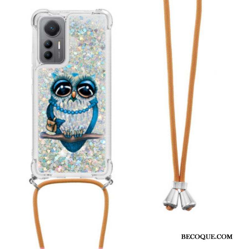 Coque Xiaomi 12 Lite à Cordon Paillettes Mrs Hibou