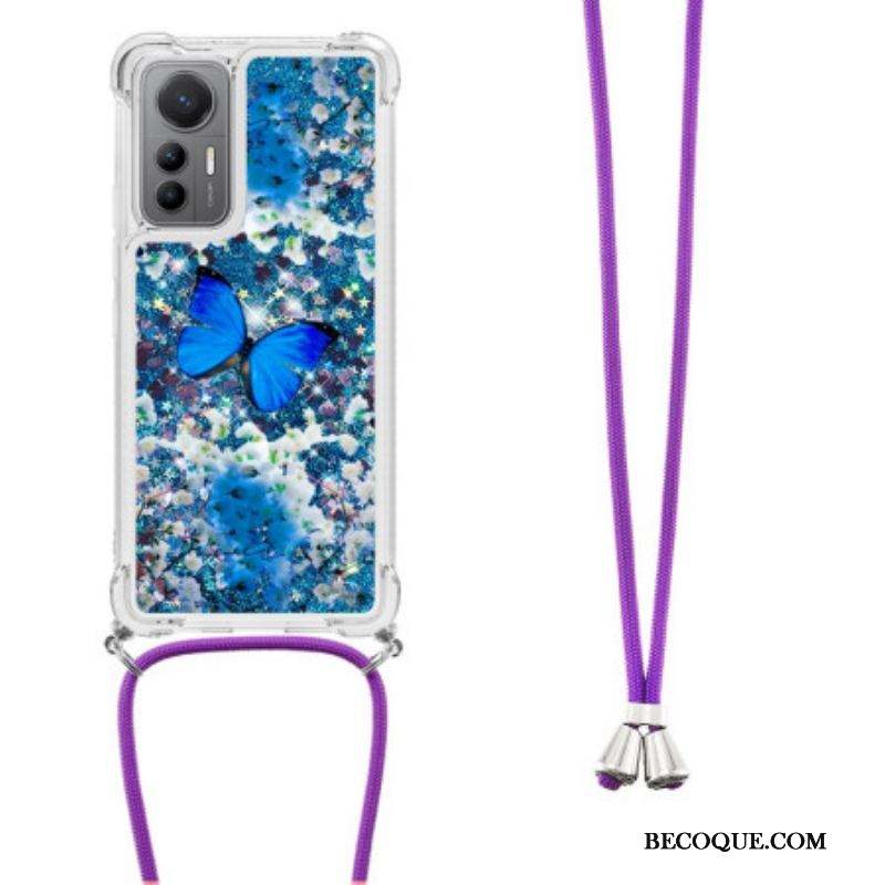 Coque Xiaomi 12 Lite à Cordon Paillettes Papillons