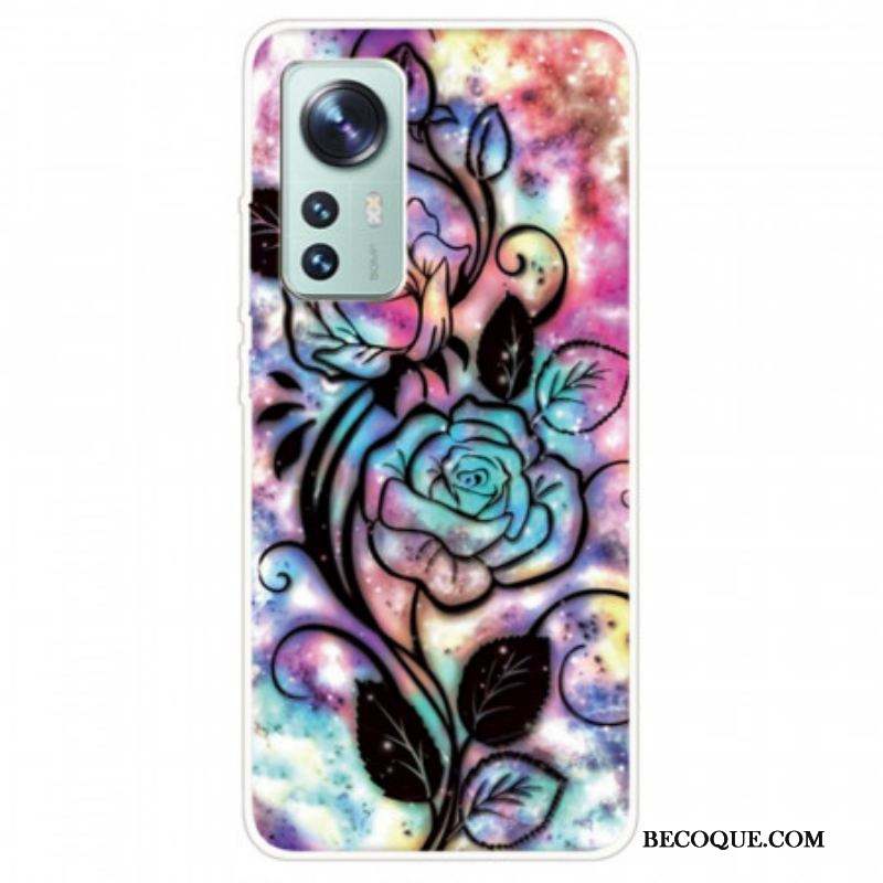 Coque Xiaomi 12 Pro Silicone Florale Graphique