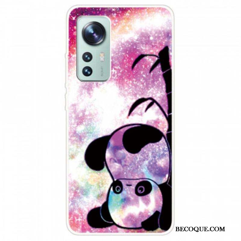 Coque Xiaomi 12 Pro Silicone Panda à l'Envers