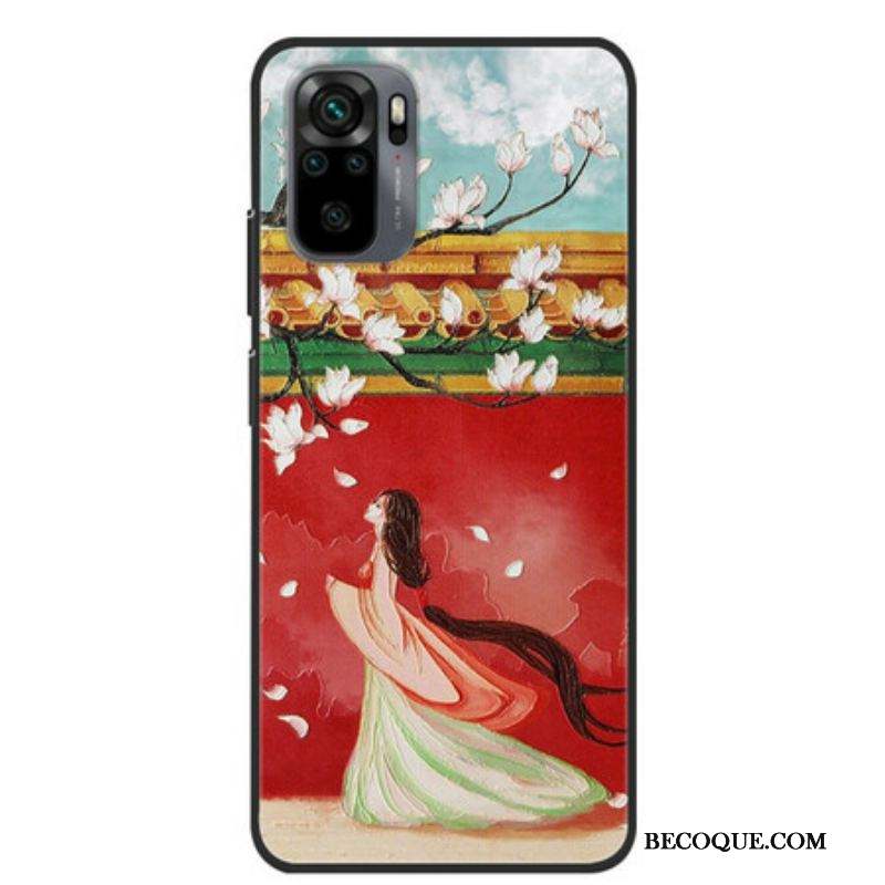Coque Xiaomi Redmi Note 10/10S/Poco M5s La Femme à Fleurs Asiatiques