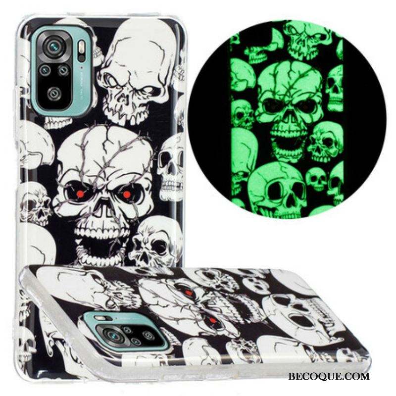 Coque Xiaomi Redmi Note 10/10S/Poco M5s Têtes de Mort Fluorescente