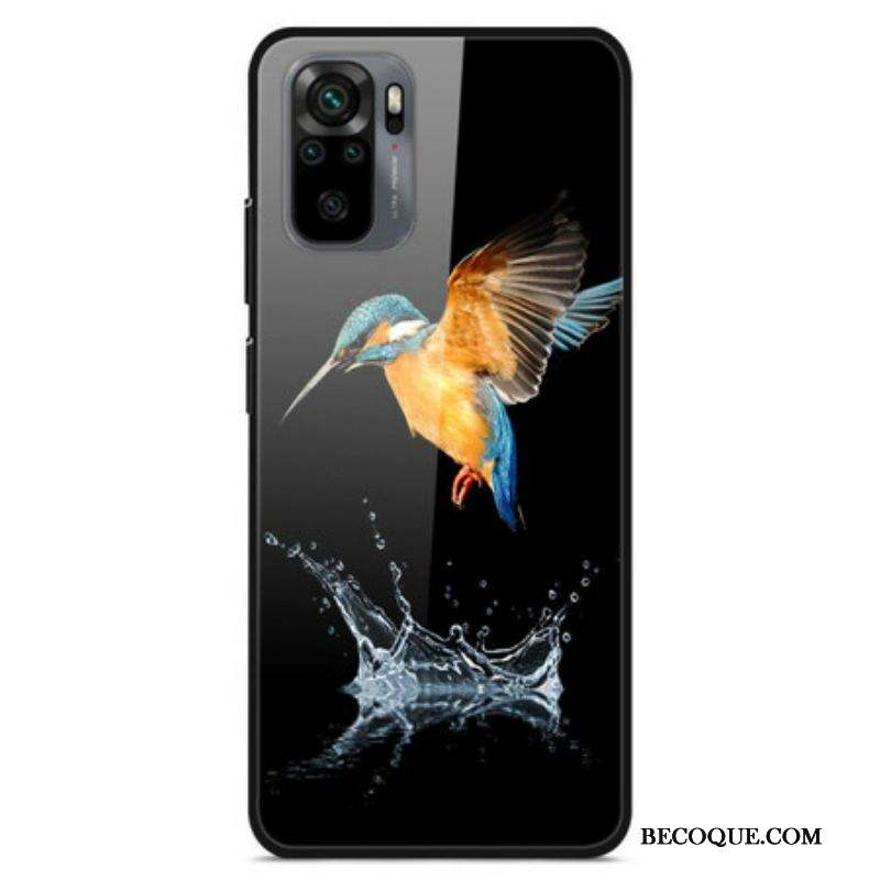 Coque Xiaomi Redmi Note 10/10S/Poco M5s Verre Trempé Oiseau Couronne