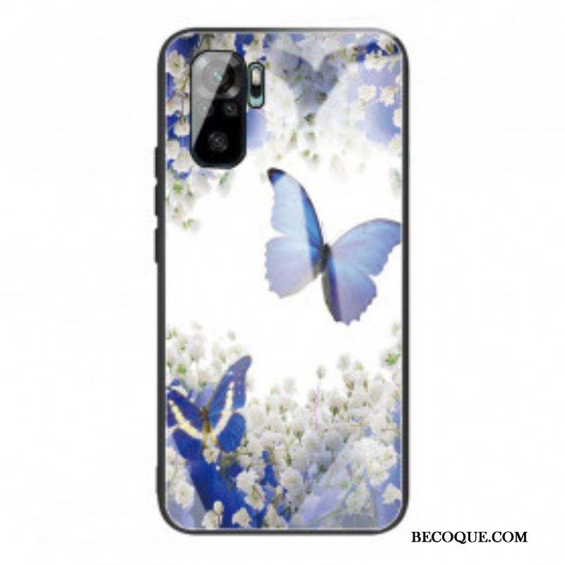 Coque Xiaomi Redmi Note 10/10S/Poco M5s Verre Trempé Papillons Design