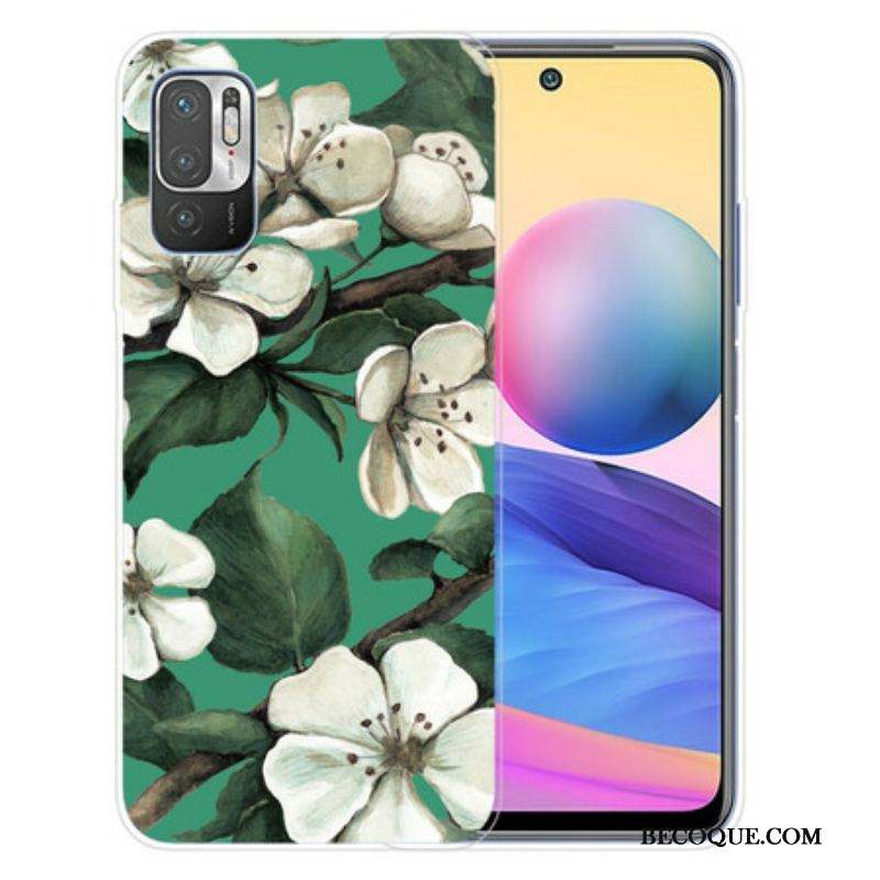 Coque Xiaomi Redmi Note 10 5G / Poco M3 Pro 5G Fleurs Blanches Peintes