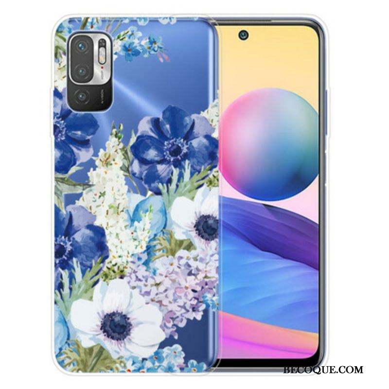 Coque Xiaomi Redmi Note 10 5G / Poco M3 Pro 5G Fleurs Bleues Aquarelle