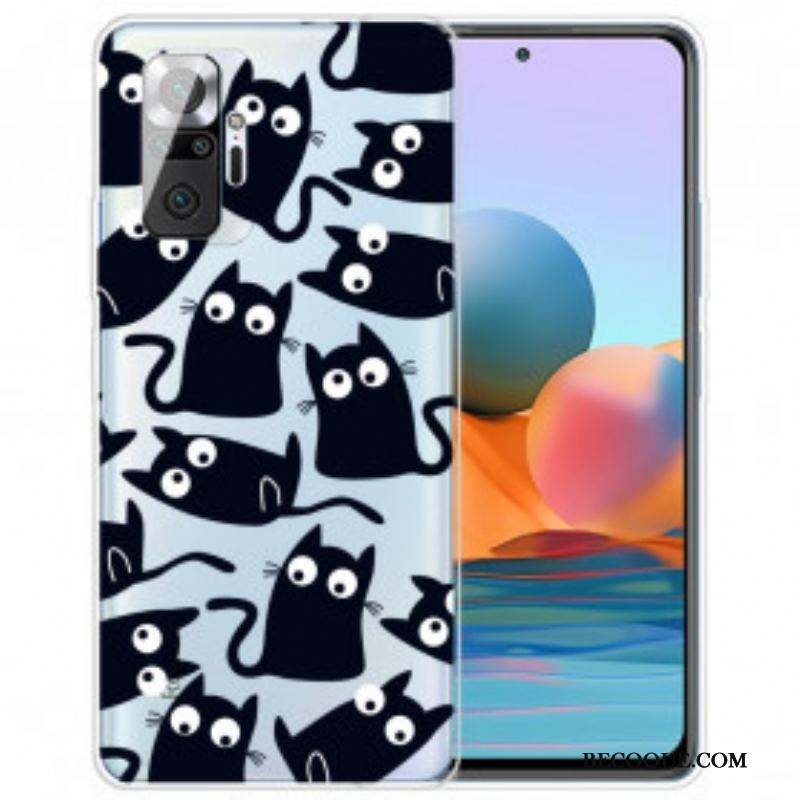 Coque Xiaomi Redmi Note 10 Pro Multiples Chats Noirs