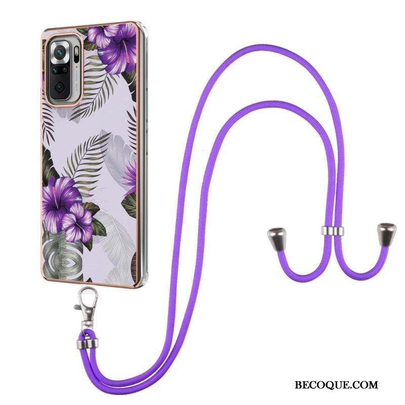 Coque Xiaomi Redmi Note 10 Pro à Cordon Marbre Floral