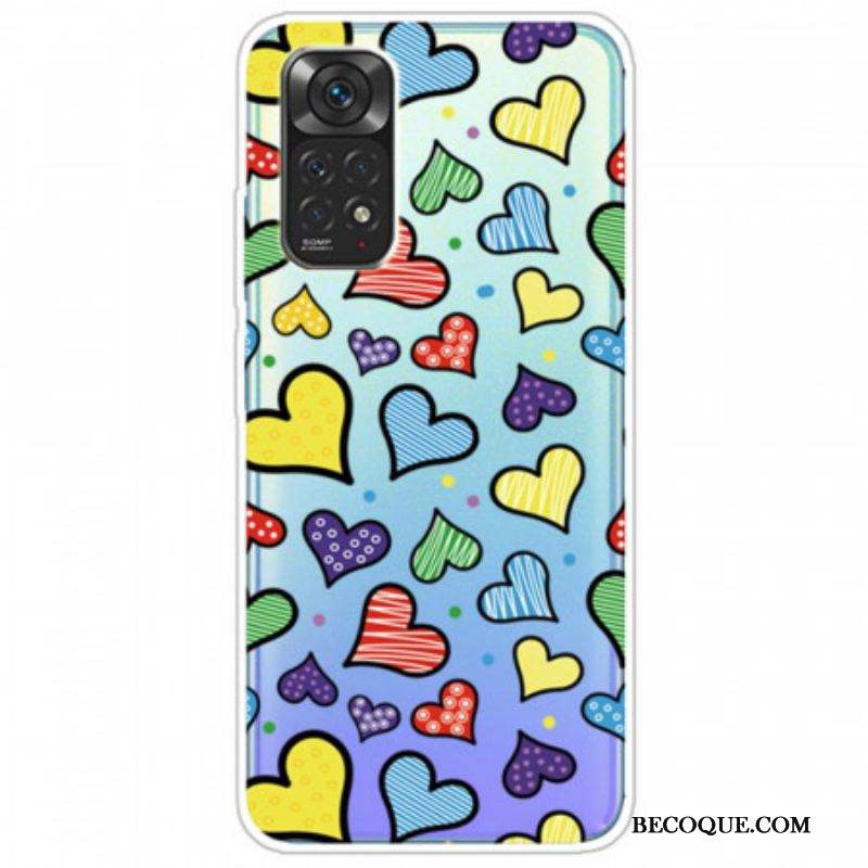 Coque Xiaomi Redmi Note 11 / 11s Coeurs Multicolors