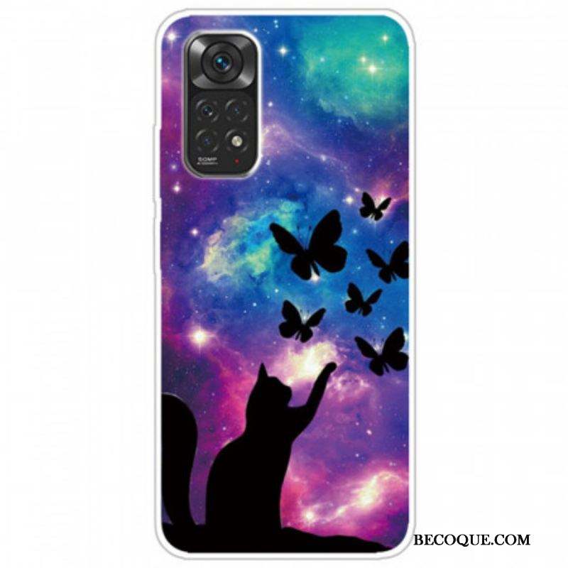 Coque Xiaomi Redmi Note 11 Pro / Note 11 Pro 5G Chat et Papillons Dans l'Espace