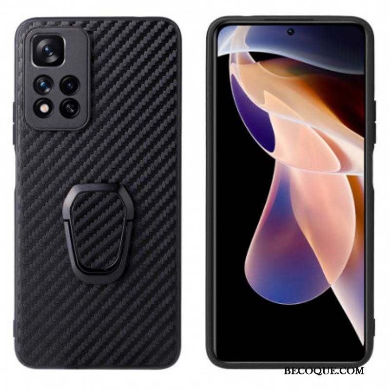 Coque Xiaomi Redmi Note 11 Pro Plus 5G Fibre Carbone Anneau-Support