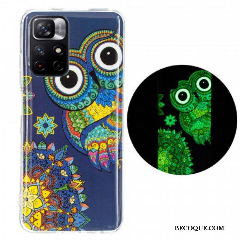 Coque Xiaomi Redmi Note 11 Pro Plus 5G Hibou Mandala Fluorescente