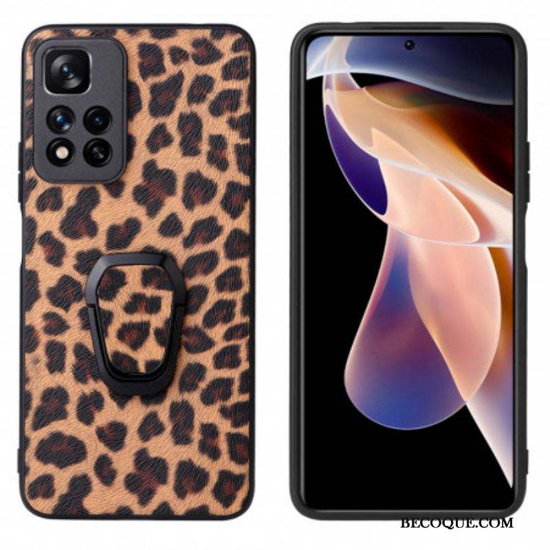 Coque Xiaomi Redmi Note 11 Pro Plus 5G Style Léopard Anneau-Support