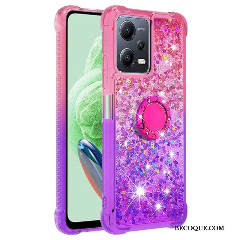 Coque Xiaomi Redmi Note 12/Poco X5 5G Paillettes Anneau-Support