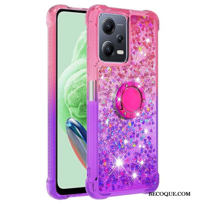 Coque Xiaomi Redmi Note 12/Poco X5 5G Paillettes Anneau-Support