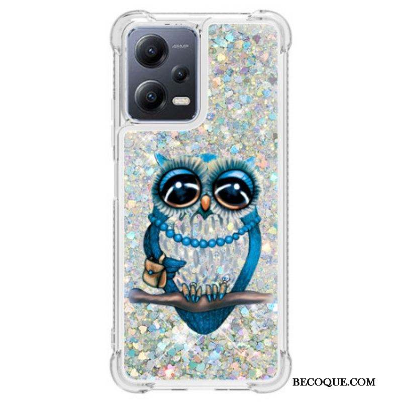 Coque Xiaomi Redmi Note 12/Poco X5 5G Paillettes Miss Hibou