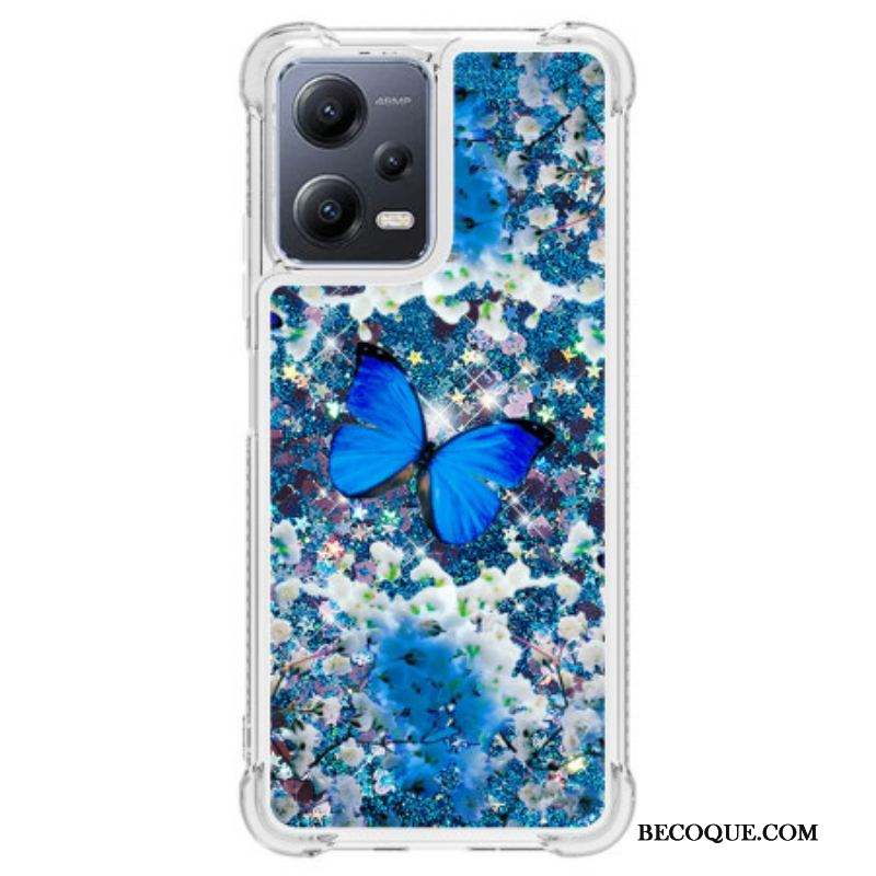 Coque Xiaomi Redmi Note 12/Poco X5 5G Paillettes Papillons