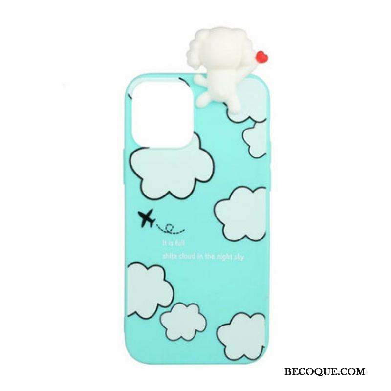 Coque iPhone 13 Mini 3D Chien dans les Nuages