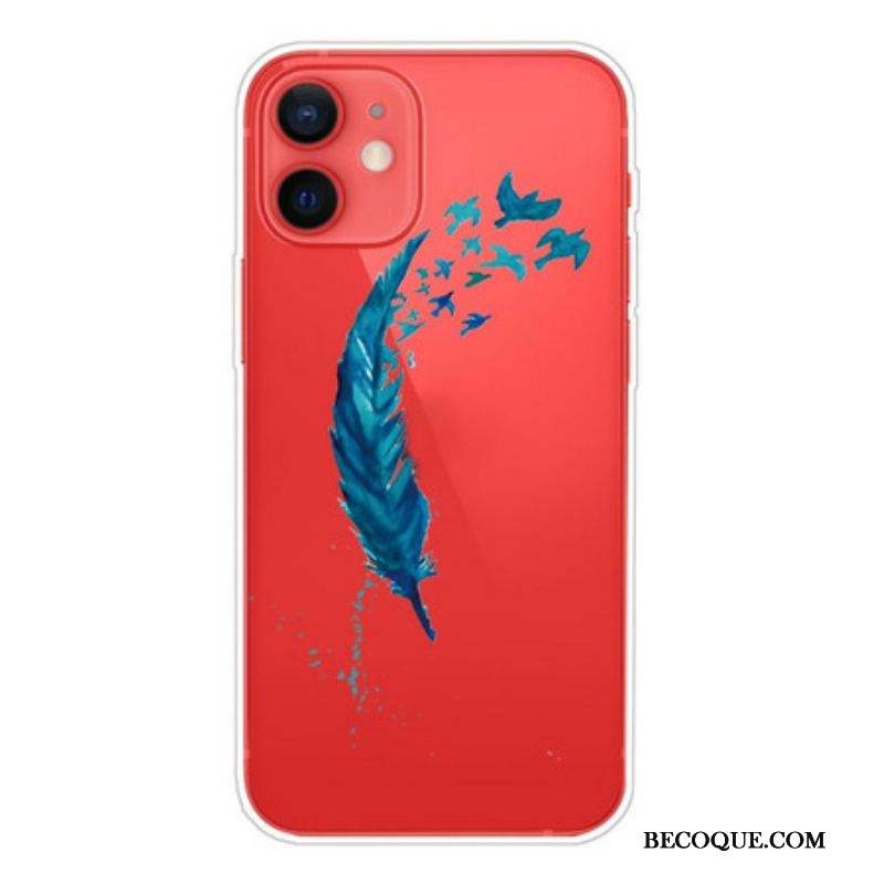 Coque iPhone 13 Mini Belle Plume Bleue