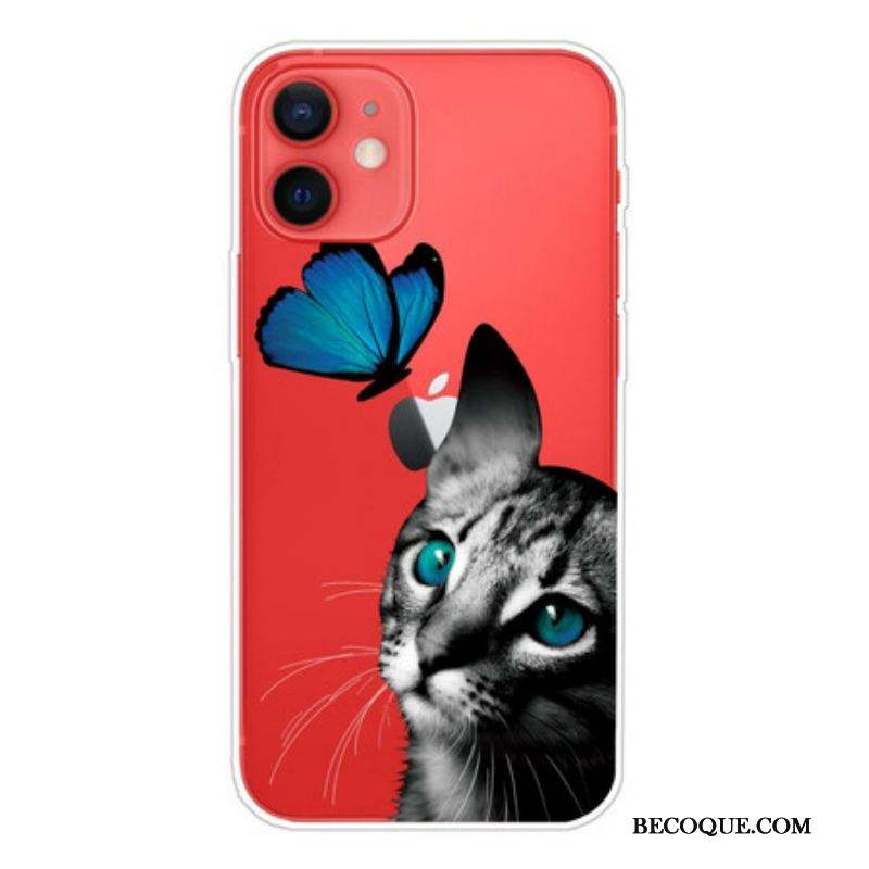 Coque iPhone 13 Mini Chat et Papillon