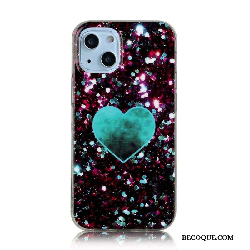 Coque iPhone 13 Mini Marbre Paillettes