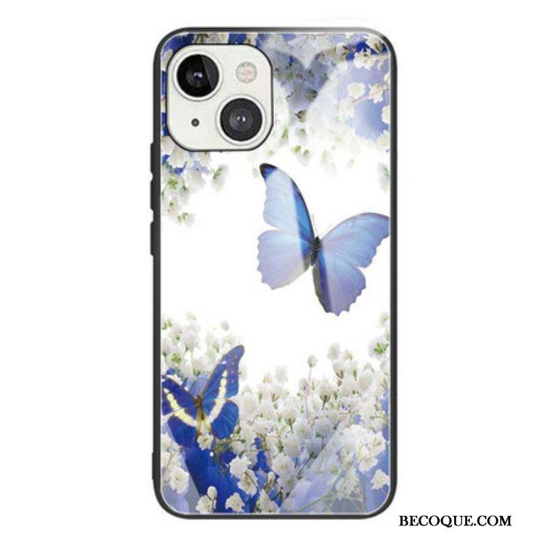 Coque iPhone 13 Mini Verre Trempé Papillons Design