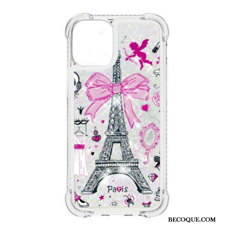 Coque iPhone 13 Pro La Tour Eiffel Paillettes