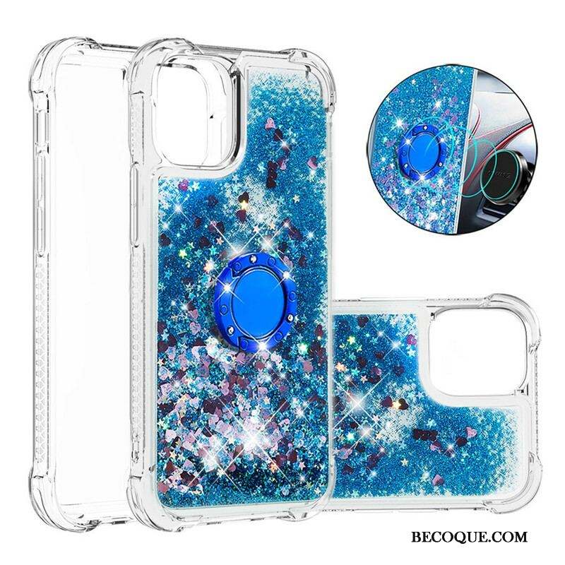 Coque iPhone 13 Pro Paillettes avec Anneau-Support