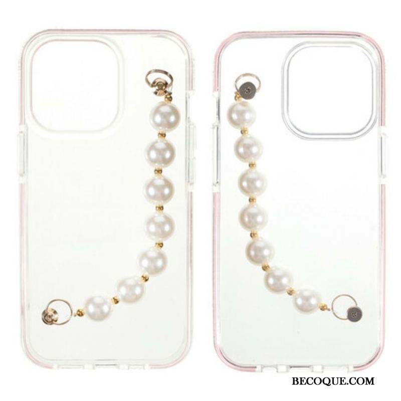 Coque iPhone 13 Pro Silicone Bracelet Perles