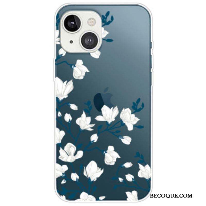 Coque iPhone 14 Plus Fleurs Blanches