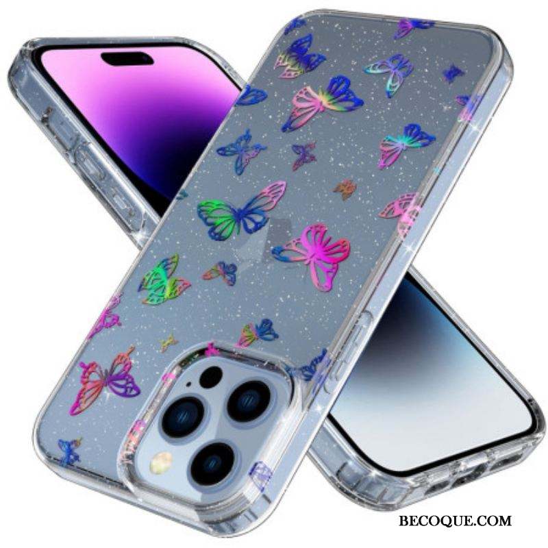 Coque iPhone 14 Pro Max Transparente Papillons