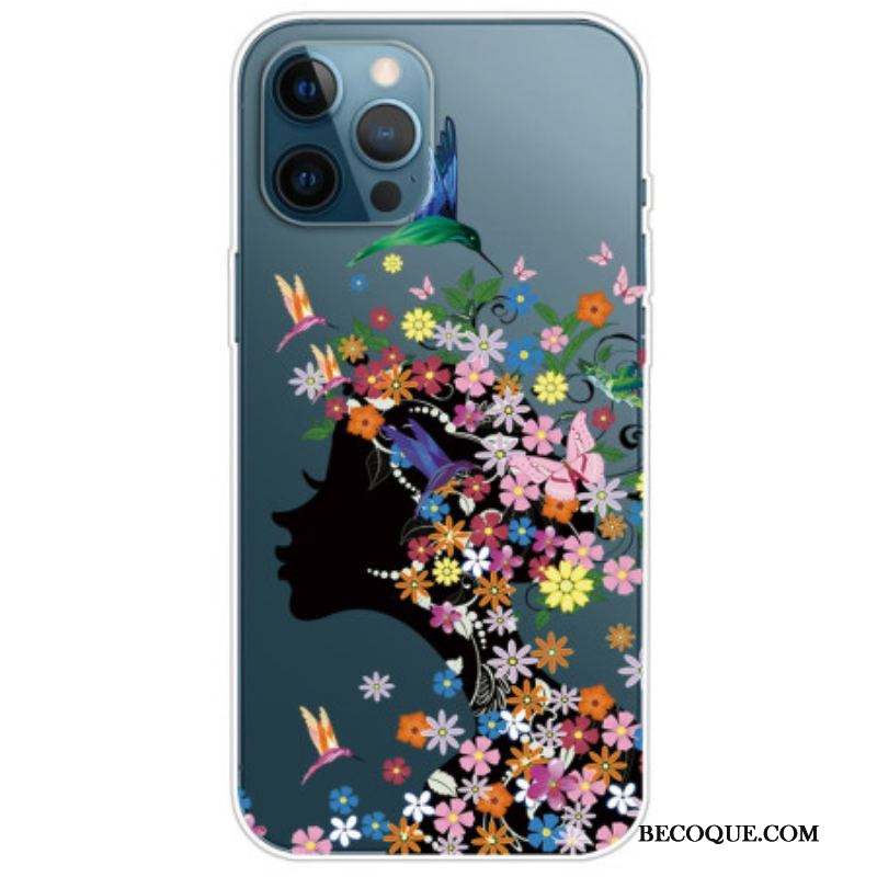 Coque iPhone 14 Pro Tête Fleurie