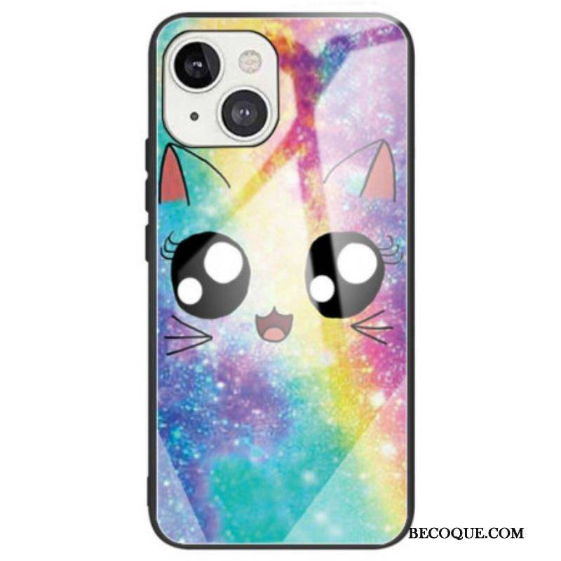 Coque iPhone 14 Verre Trempé Chat Déco