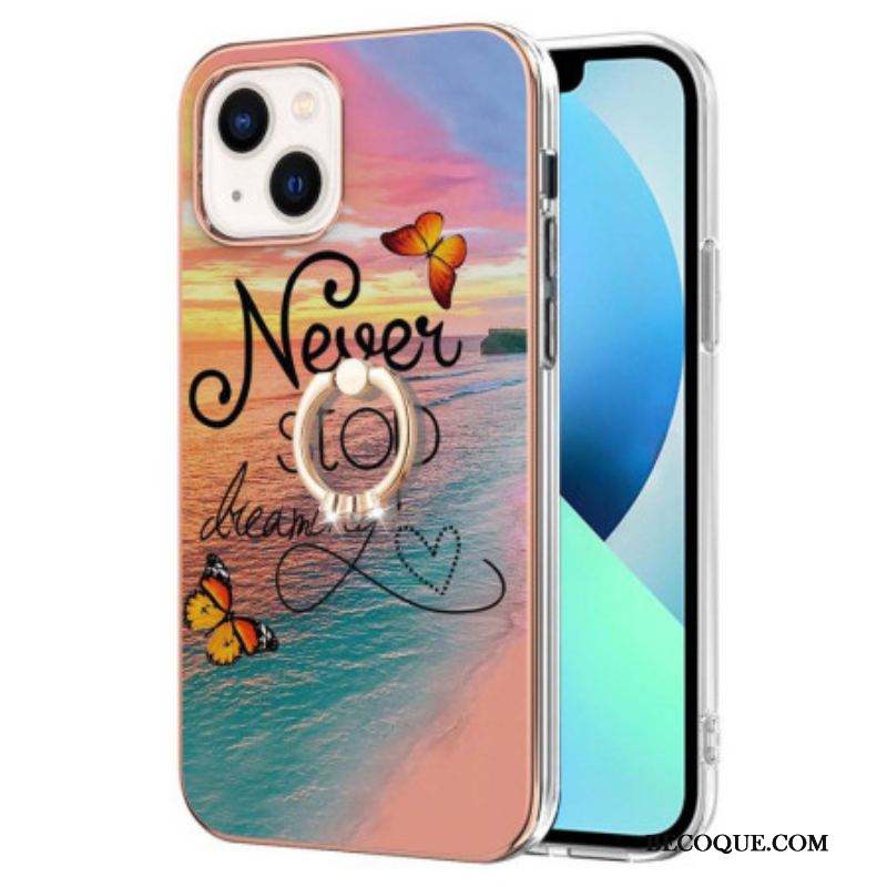 Coque iPhone 15 Plus Anneau-Support Never Stop Dreaming