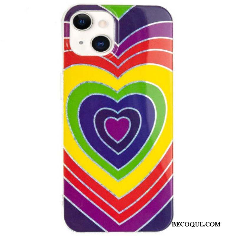 Coque iPhone 15 Plus Coeur Psychédélique