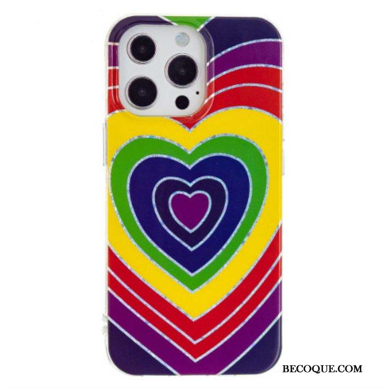 Coque iPhone 15 Pro Coeur Psychédélique