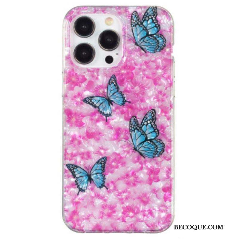 Coque iPhone 15 Pro Max Fleurs et Papillons