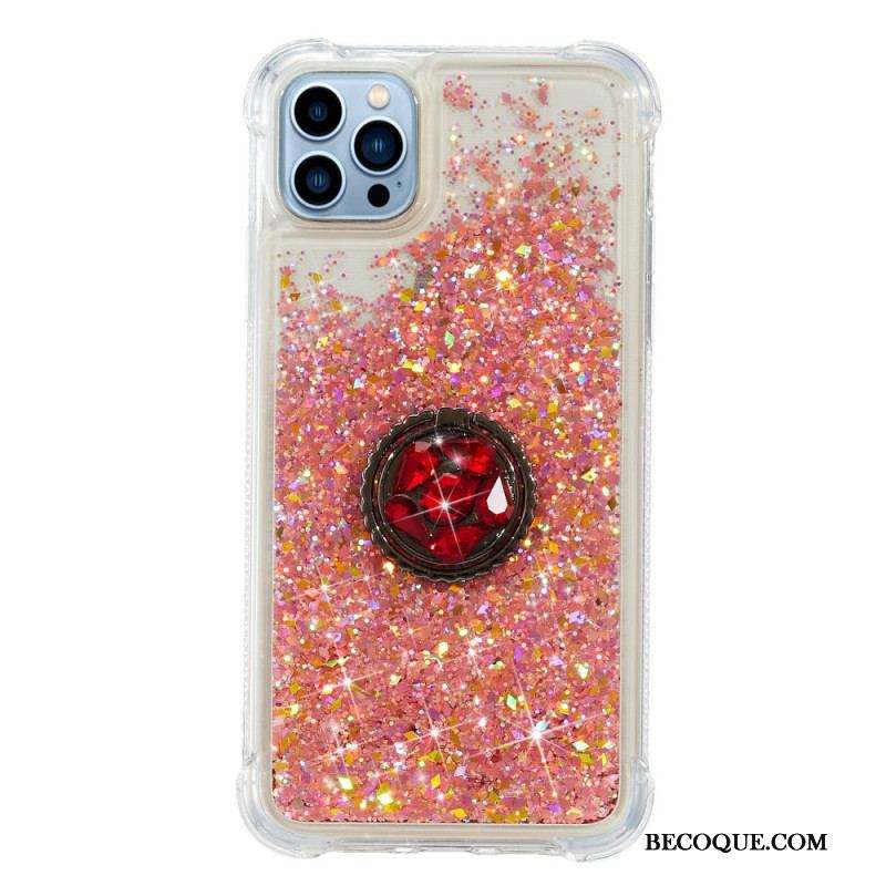 Coque iPhone 15 Pro Max Paillettes avec Anneau-Support