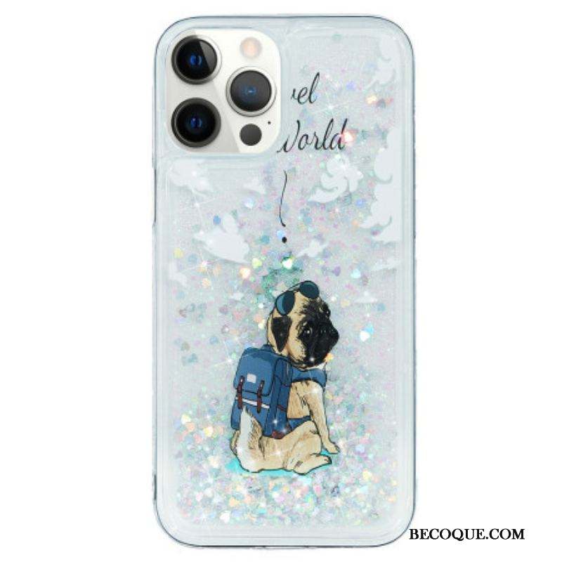 Coque iPhone 15 Pro Paillettes Chien