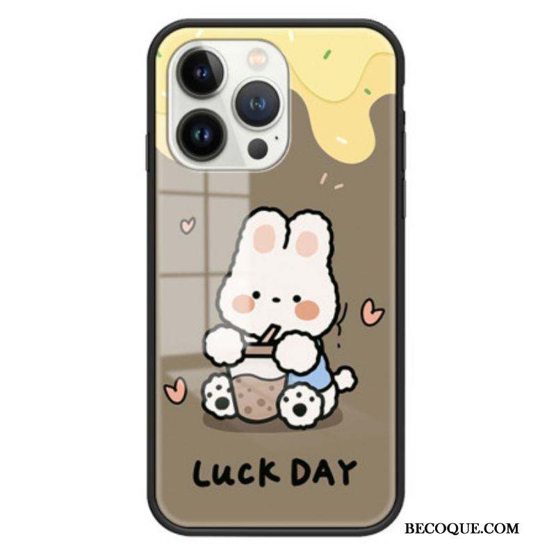 Coque iPhone 15 Pro Verre Trempé Milk Tea Rabbit