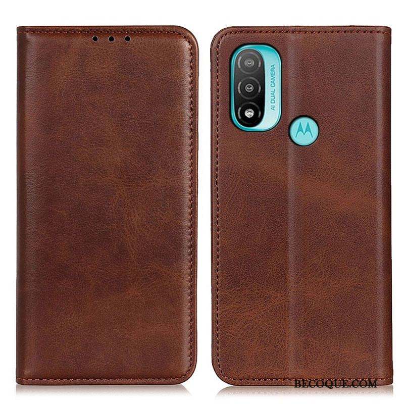 Flip Cover Moto E40 / E30 / E20 Cuir Fendu Élégance