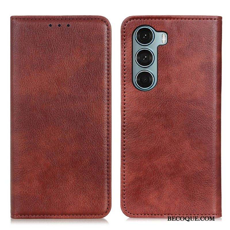 Flip Cover Moto G200 5G Cuir Litchi Fendu Texture