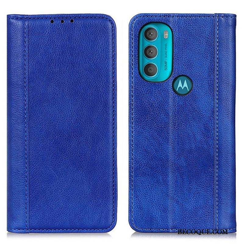 Flip Cover Moto G71 5G Cuir Litchi Fendu Élégance