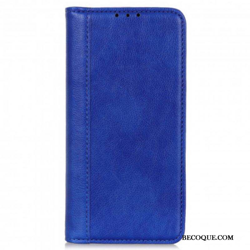 Flip Cover Motorola Edge 20 Pro Version Cuir Litchi Fendu