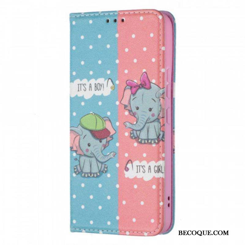 Flip Cover Samsung Galaxy S22 5G Bébés Éléphants