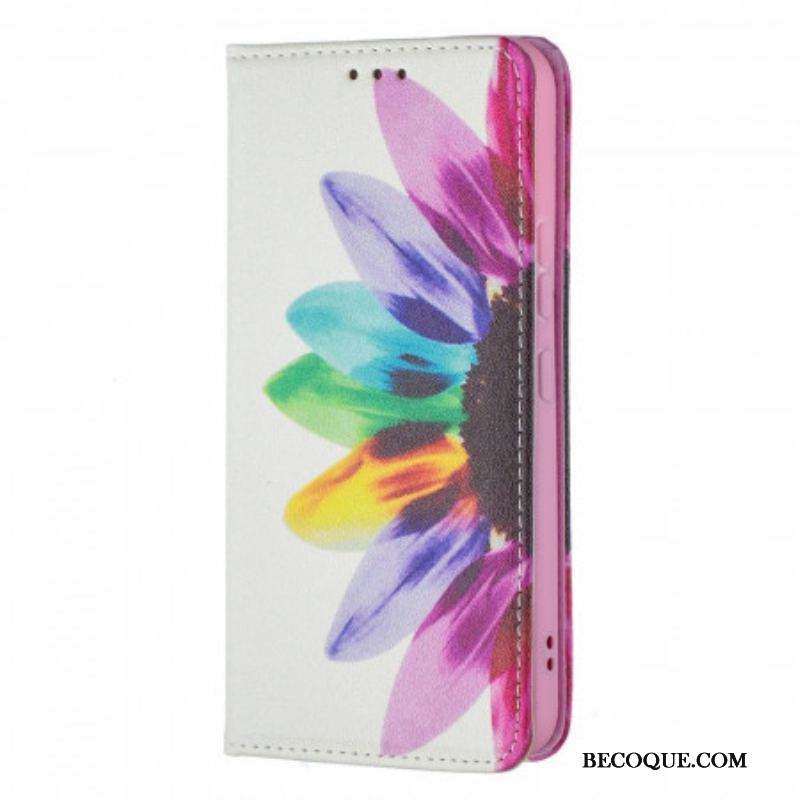 Flip Cover Samsung Galaxy S22 5G Fleur Aquarelle