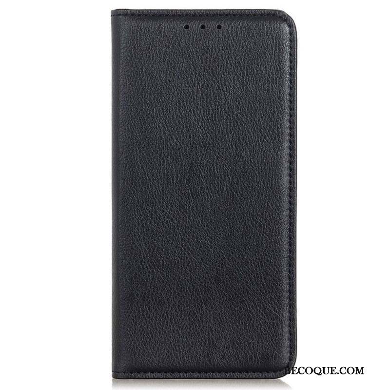 Flip Cover Samsung Galaxy S22 Ultra 5G Cuir Litchi Fendu Élégance